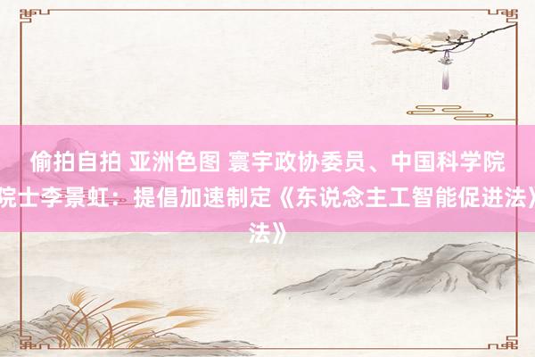 偷拍自拍 亚洲色图 寰宇政协委员、中国科学院院士李景虹：提倡加速制定《东说念主工智能促进法》